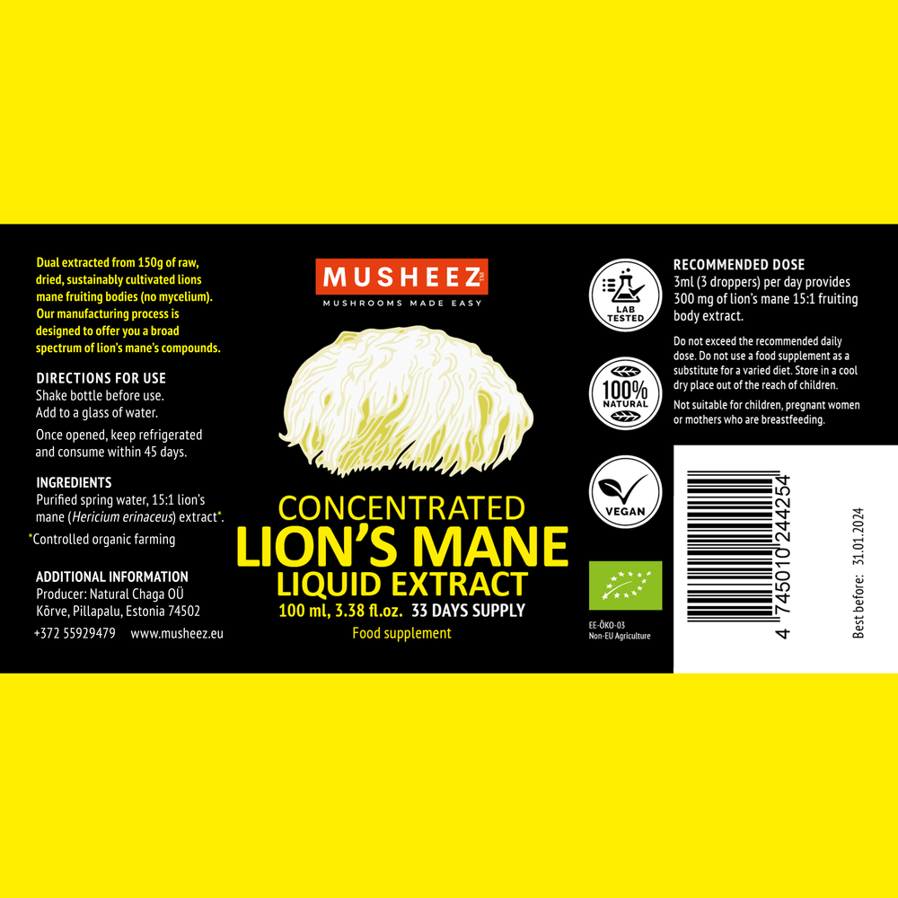 
                  
                    Organic Lion's Mane Liquid Extract (100ml)
                  
                