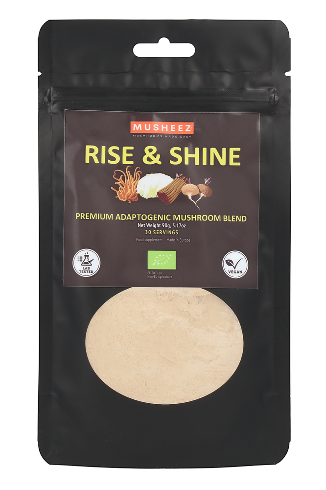 
                  
                    Adptogenic mushroom extract blend - Rise and Shine!
                  
                