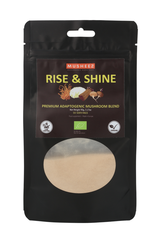 
                  
                    Adptogenic mushroom extract blend - Rise and Shine!
                  
                